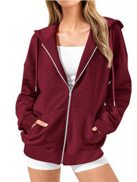 Women's Zip Up Hoodie - Oversized Cropped Style