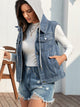 Pocketed Button Up Hooded Denim Jacket Trandify deal