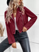 Women's Faux Leather Moto Jacket - Biker Style Zip Detail