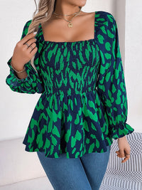 Square Neck Flounce Sleeve Blouse Trandify Deal