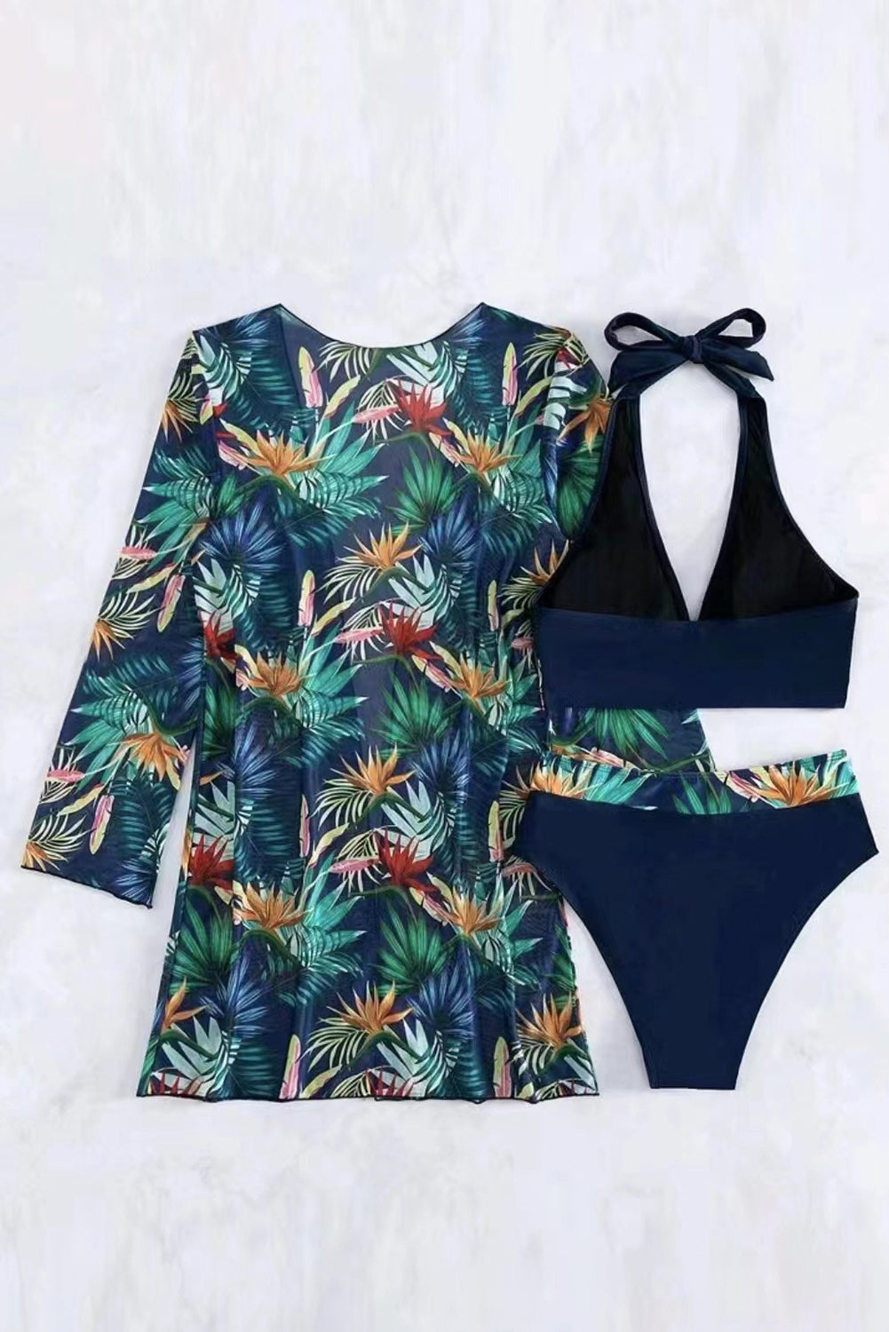 Printed Halter Neck Three-Piece Swim Set - Trandify Deal