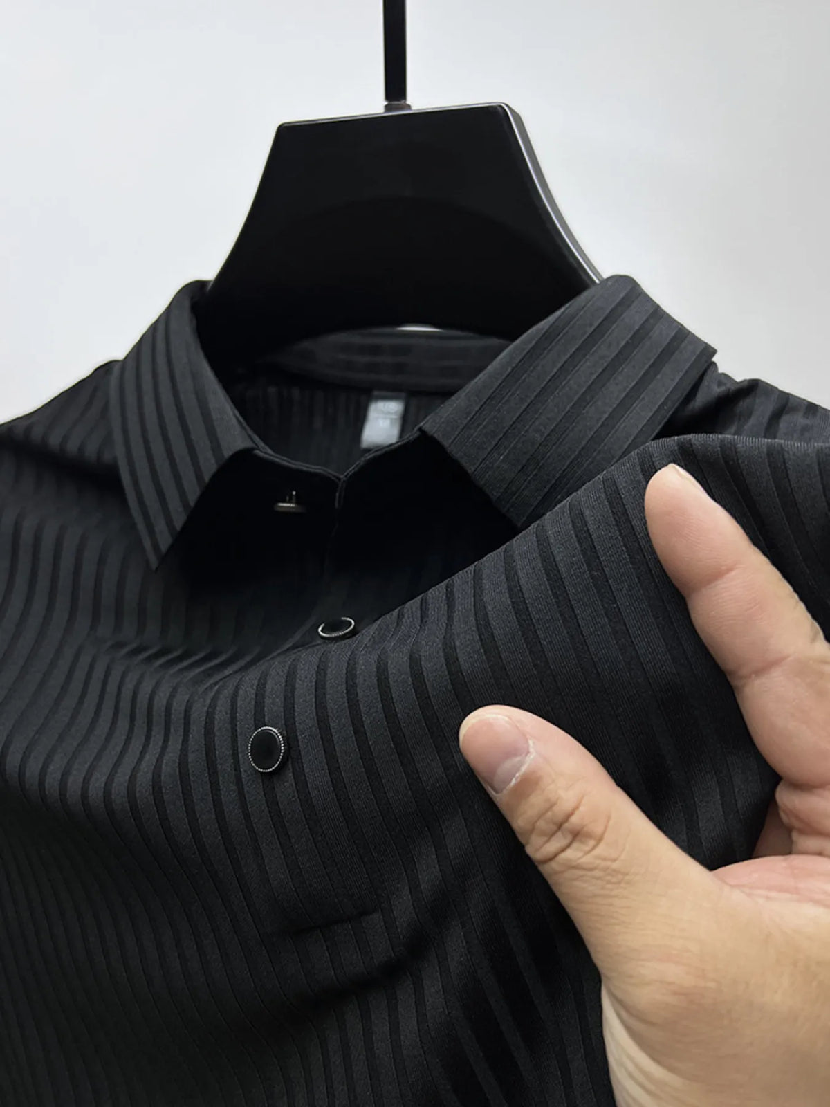 Men's Plus Size Ribbed Texture Polo Shirt – Short Sleeve Casual Top for Big & Tall – Breathable Summer Wear