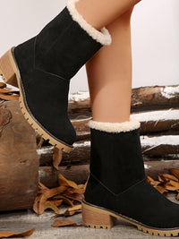 Thermal Fuzzy Block Heel Boots Trandify Deal