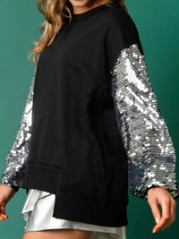 Women's Oversized Sequin Sweatshirt in Black