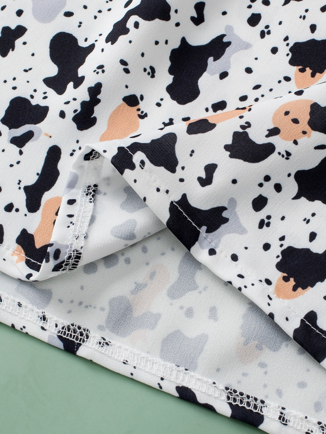 Ruffled Printed Mock Neck Cap Sleeve Blouse Trandify deal