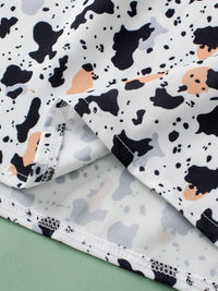 Ruffled Printed Mock Neck Cap Sleeve Blouse Trandify deal