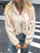 Women's Button Down Jacket - Beige Casual Shacket