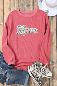 Valentine's Day LOVE Round Neck Long Sleeve Sweatshirt Trandify Deal