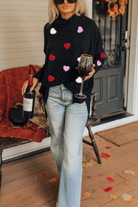 Valentine’s Day Heart Patched Turtleneck Long Sleeve Top Trandify Deal