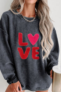 Valentine’s Day LOVE Round Neck Long Sleeve Sweatshirt - Trandify Deal
