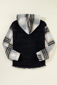 Drawstring Raw Hem Button Up Hooded Denim Jacket Trandify Deal