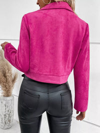 Women's Faux Leather Moto Jacket - Biker Style Zip Detail