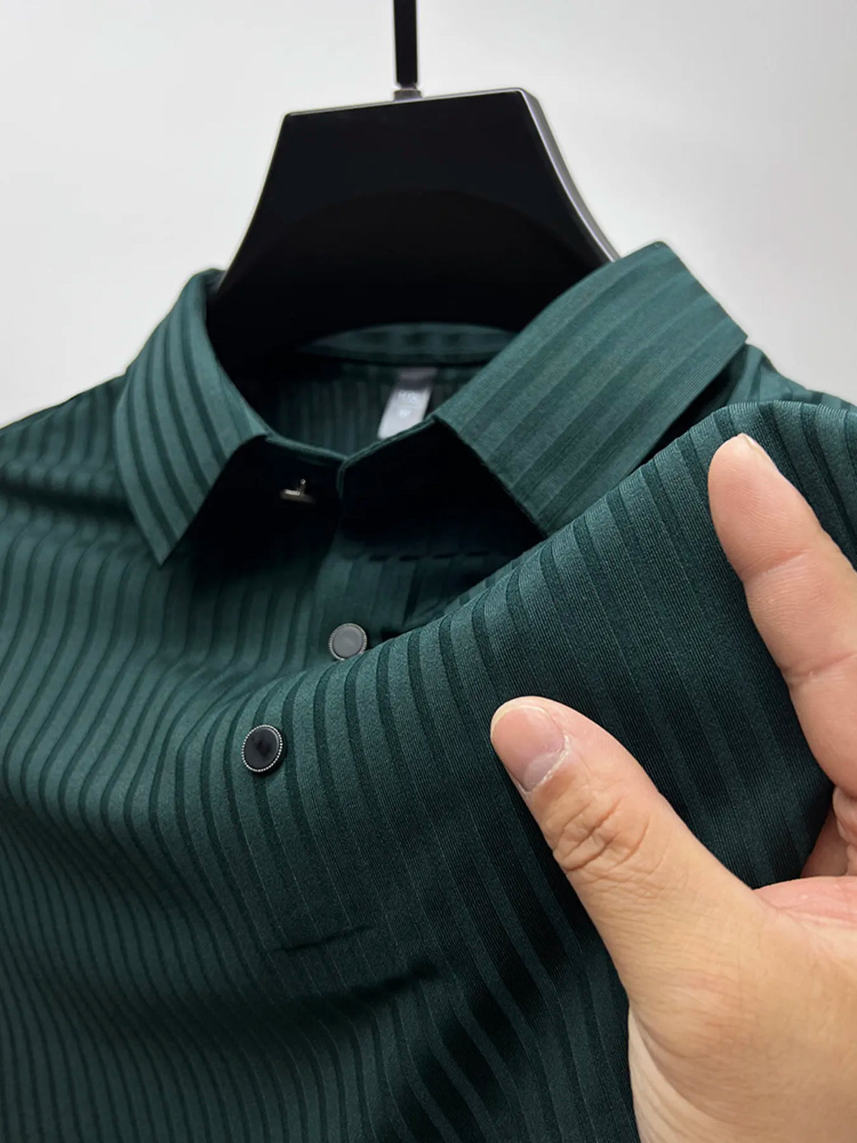 Men's Plus Size Ribbed Texture Polo Shirt – Short Sleeve Casual Top for Big & Tall – Breathable Summer Wear