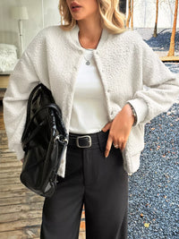 Women's Thick Buttoned Dropped Shoulder Jacket in oversized fit,