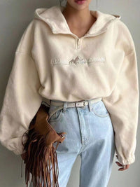 Mountain Quarter Zip Long Sleeve Hoodie Trandify Deal