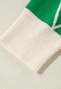 Diamond Pattern Contrast Trim Mock Neck Sweater Trandify Deal