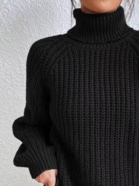 Plus Size Turtleneck Sweater - Ribbed Long Sleeve Top
