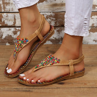 Beaded PU Leather Open Toe Sandals Trandify Deal
