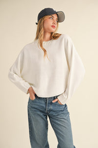 Mable Round Neck Dolman Sleeve Cropped Sweater Trandify Deal