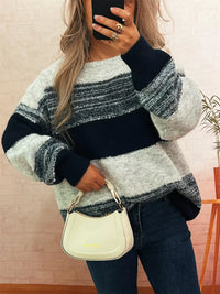 Women's Color Block Sweater | Casual Dropped Shoulder Pullover