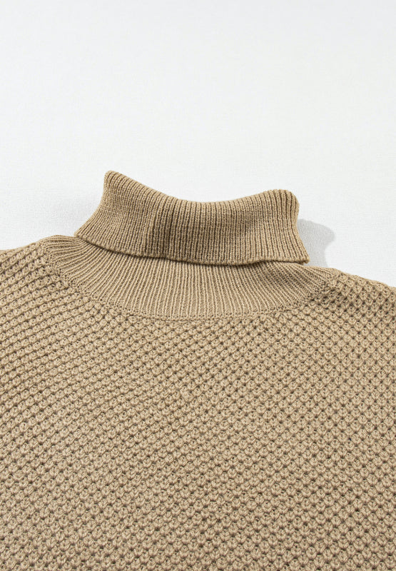 Solid Color Turtleneck Short Sleeve Sweater Trandify Deal