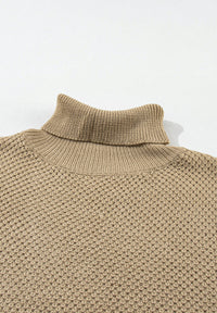 Solid Color Turtleneck Short Sleeve Sweater Trandify Deal