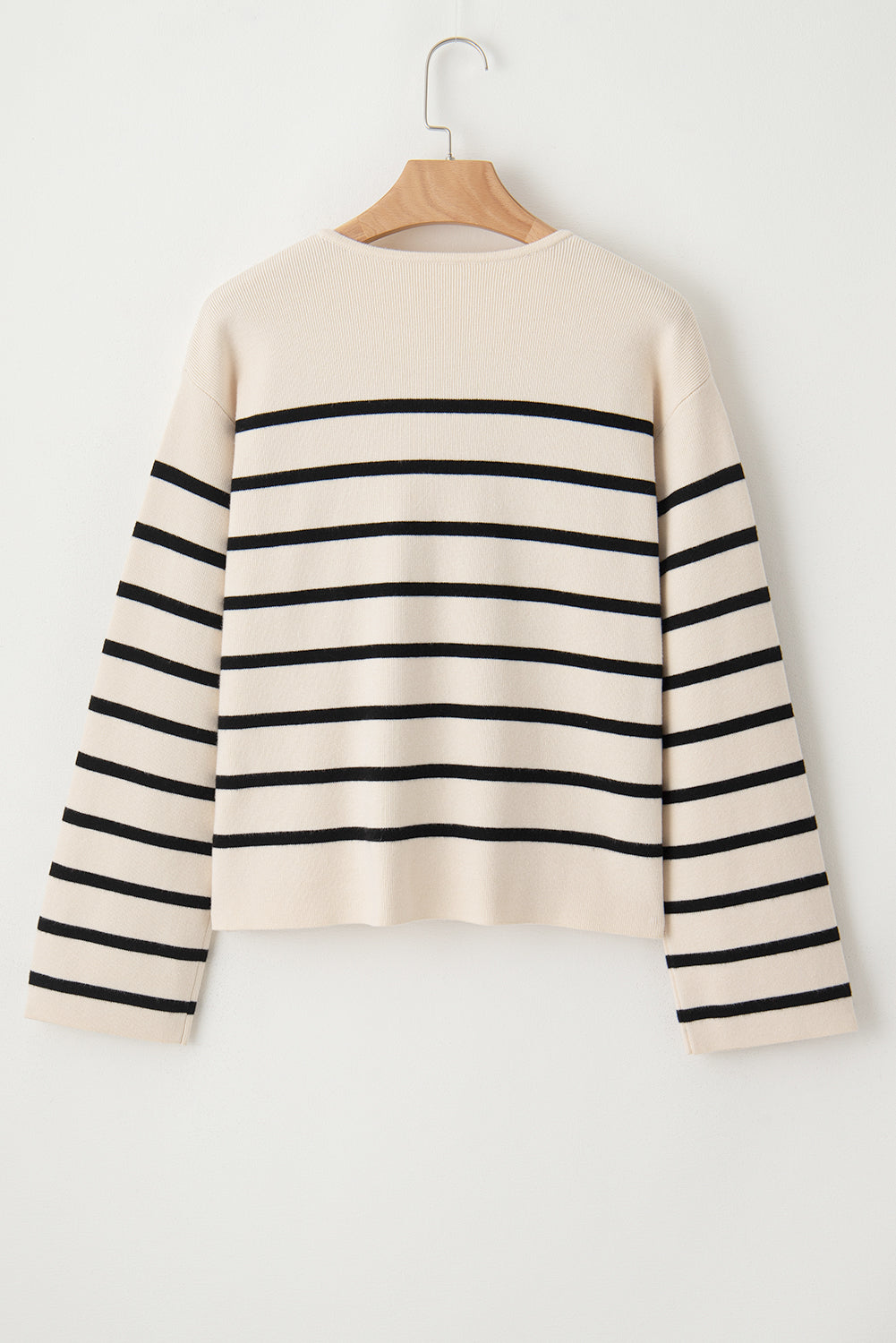 Striped Button Up Round Neck Cardigan Trandify Deal