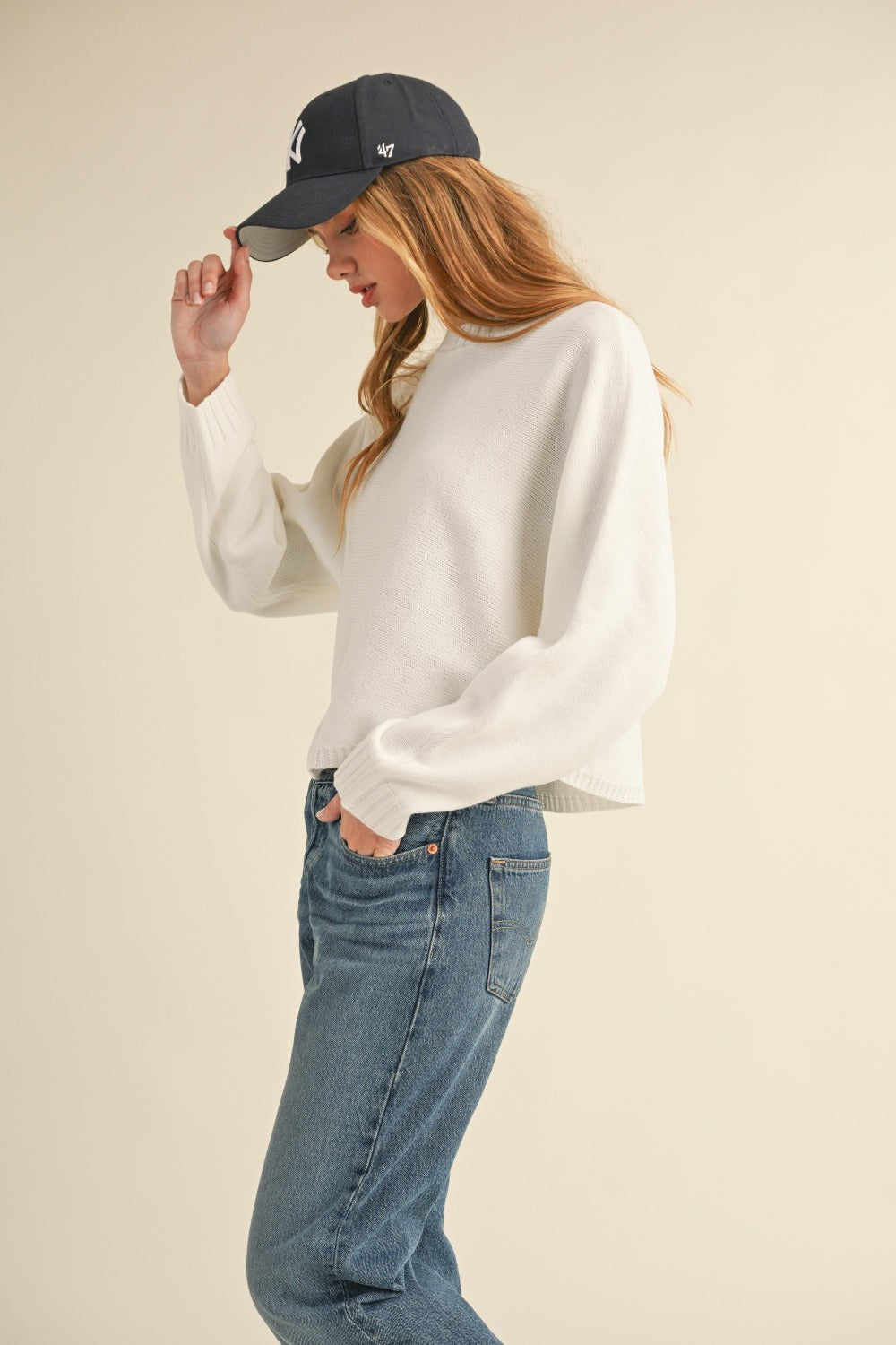 Mable Round Neck Dolman Sleeve Cropped Sweater Trandify Deal