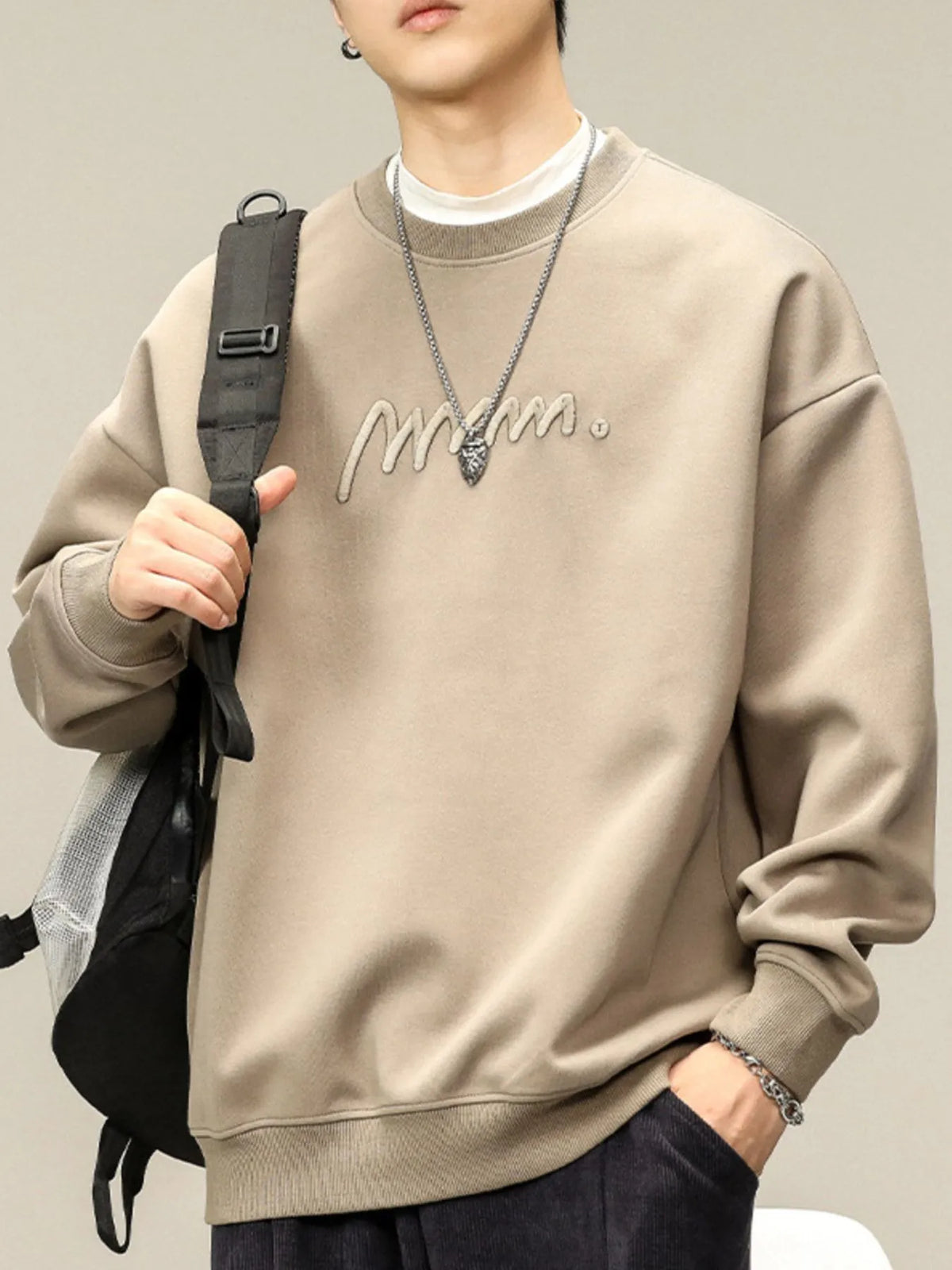 Soft Cotton-Blend Casual Sweatshirt for Men – Round Neck Comfort Wear