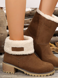 Thermal Fuzzy Block Heel Boots Trandify Deal
