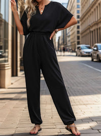 Fashionable Notched Neck Jumpsuit – Stylish & Flattering Fit