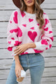 Angel Wings Heart Contrast Round Neck Long Sleeve Sweater Trandify Deal