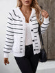 Striped Button Up Long Sleeve Hooded Cardigan Trandify Deal