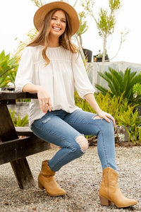 Elegant Flowy Women’s Shirt – Celeste Plus Size Puff Sleeve Top