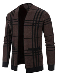 Men’s Plus Size Plaid Cardigan – Buffalo Check Open Front Long Sleeve Sweater