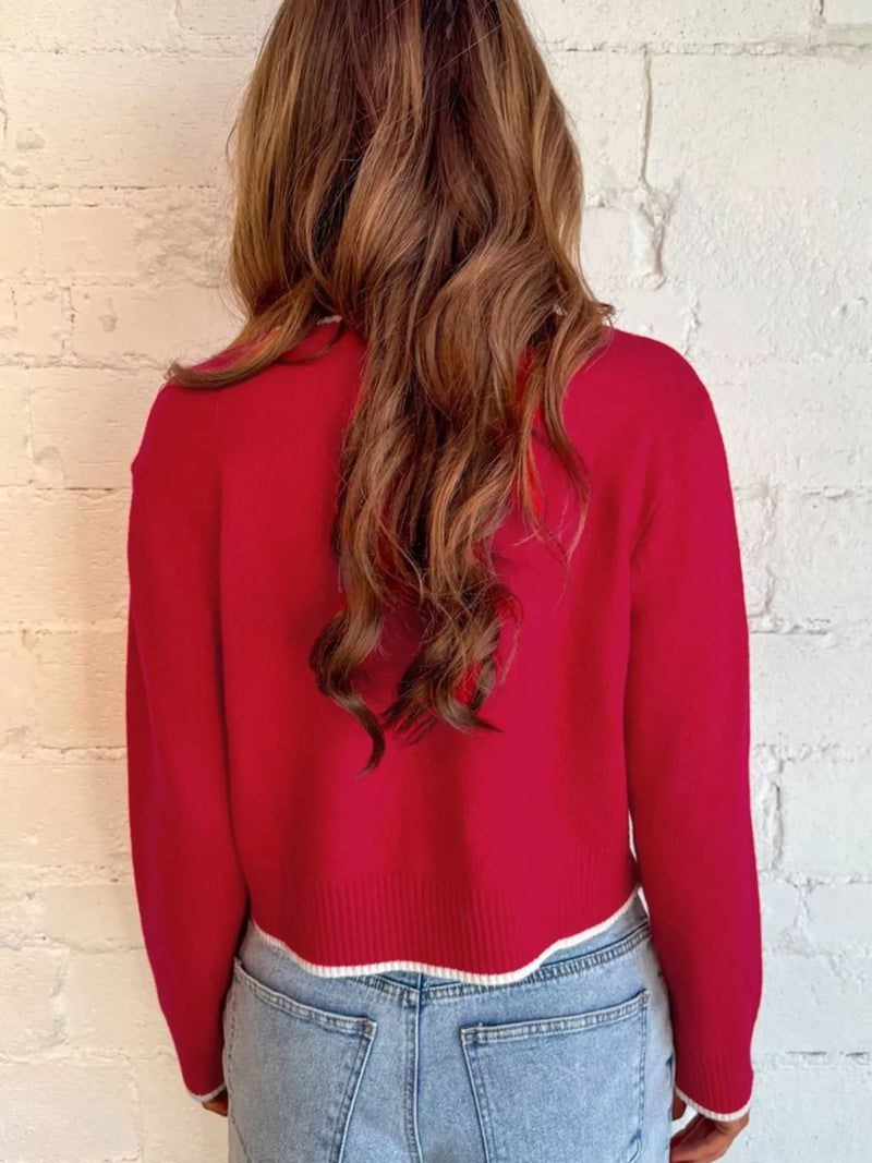 Holiday Bow Sweater | Women's Cropped Christmas Top