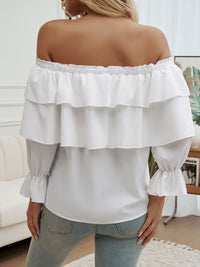Devine Off-Shoulder Flounce Sleeve Blouse Trandify Deal