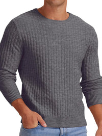 Men's Ribbed Hem Round Neck Sweater – Plus Size Casual Pullover for US Buyers