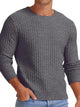 Men's Ribbed Hem Round Neck Sweater – Plus Size Casual Pullover for US Buyers