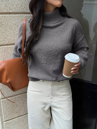 Women's Ribbed Turtleneck Sweater Long Sleeve Top for Fall Winter Fashion