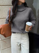 Women's Ribbed Turtleneck Sweater Long Sleeve Top for Fall Winter Fashion
