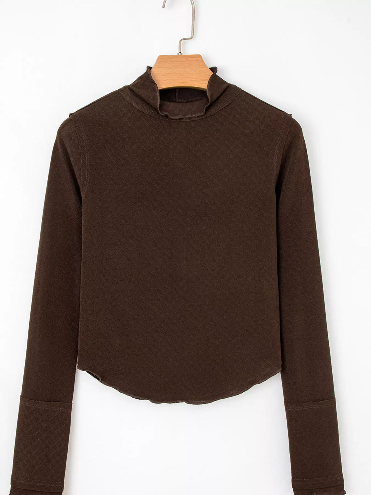 Y2K patchwork jacquard long sleeve top with lettuce trim for women, price on sale.