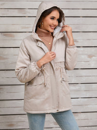 Drawstring Long Sleeve Hooded Jacket Trandify Deal