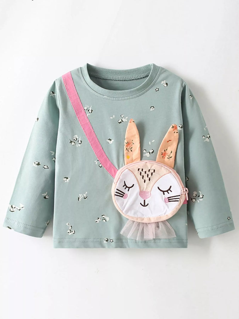Kids Bunny T-Shirt | Cute Applique Long Sleeve Tee