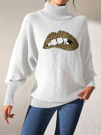 Lip Turtleneck Long Sleeve Sweater Trandify Deal