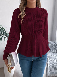 Women's Cable Knit Peplum Sweater | Cozy Acrylic Top