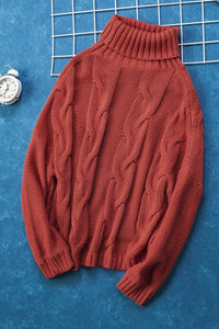 Cable-Knit Turtleneck Dropped Shoulder Sweater Trandify Deal