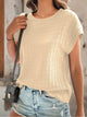 Textured Round Neck Short Sleeve Top Trandify deal