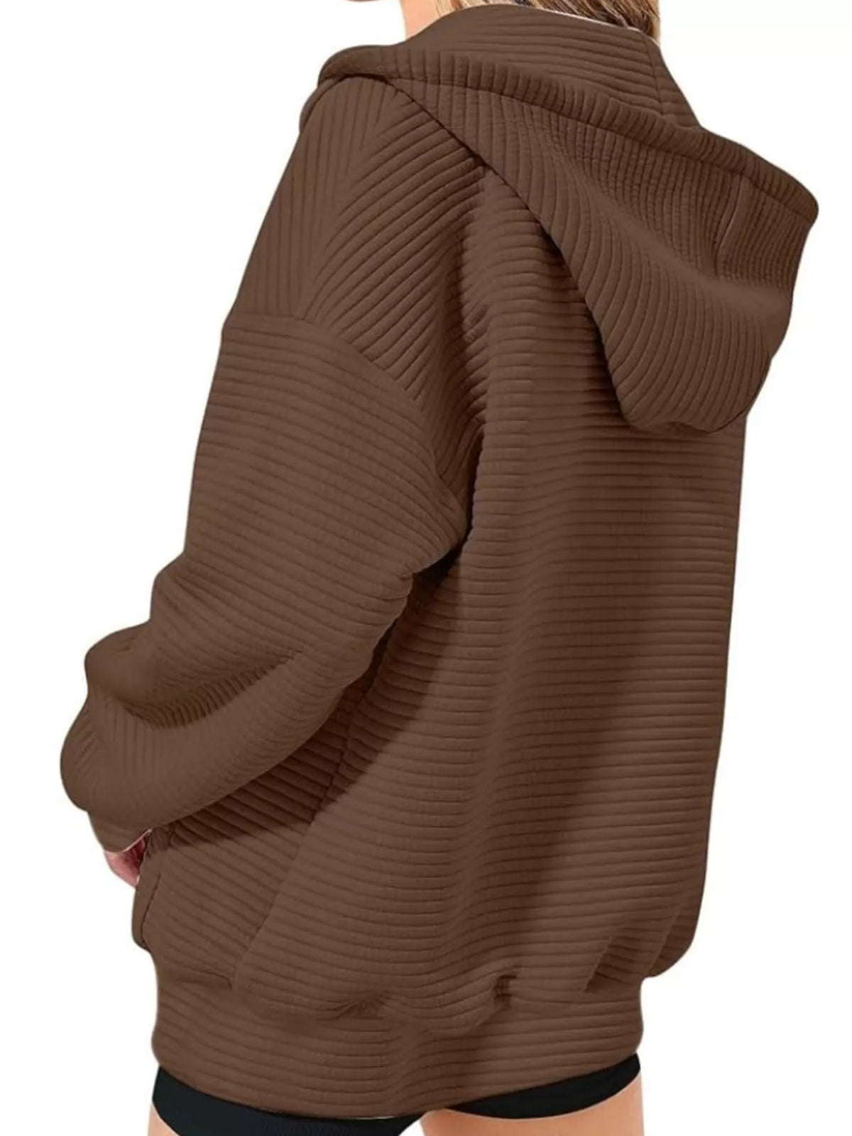 Women's Zip Up Hoodie - Oversized Cropped Style