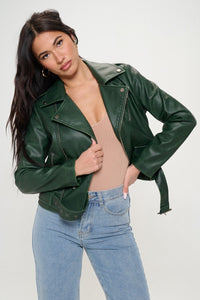 Coalition LA Zip Up Biker Jacket with Belt Trandify Deal